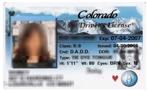 Image of a Colorado drivers license or ID card