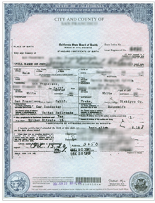 Image of a US birth certificate