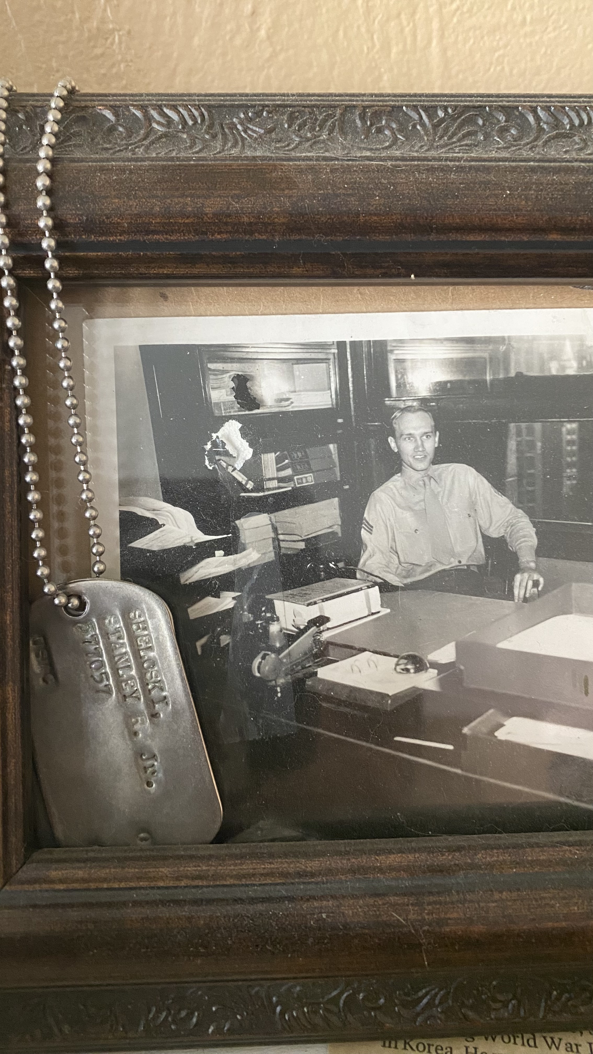 Stanley R Sheloski Jr working in the recruiting office in Chicago. He loved that job and was very proud of it.