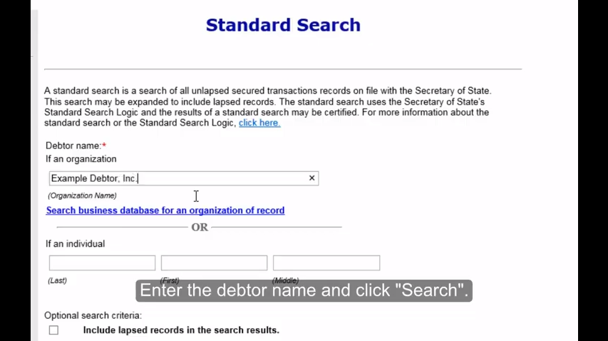 UCC search and certified records