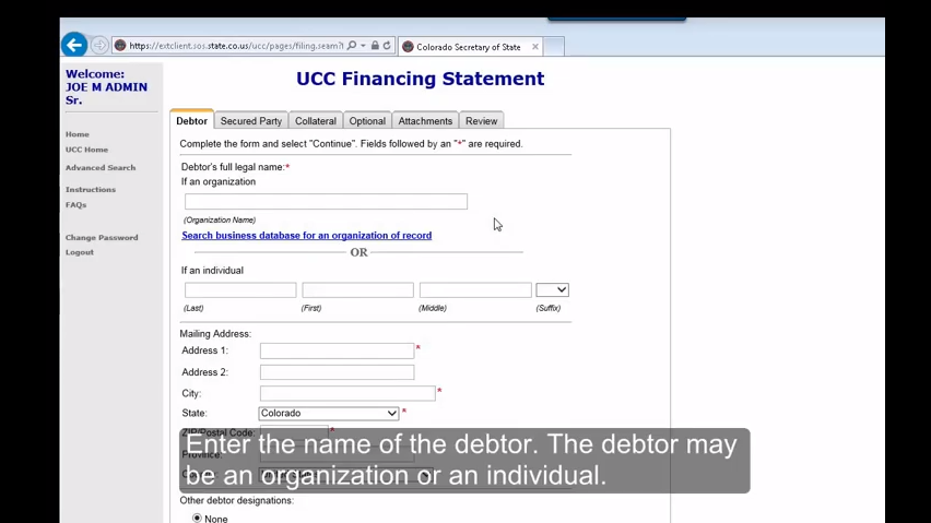 Filing a UCC financing statement