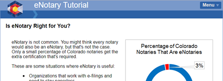 Screenshot of eNotary tutorial page about whether eNotary is right for you.